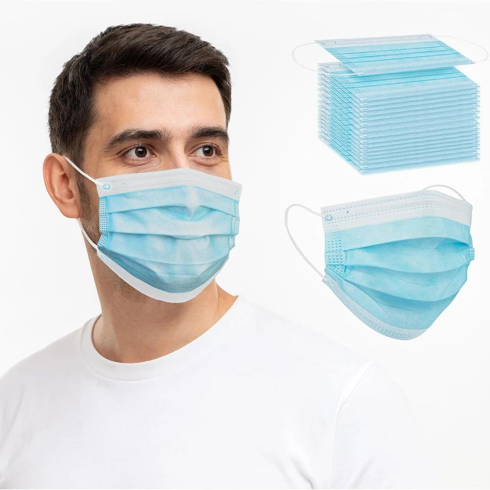 Blue Face Masks 3 Ply Disposable - Case of 2000