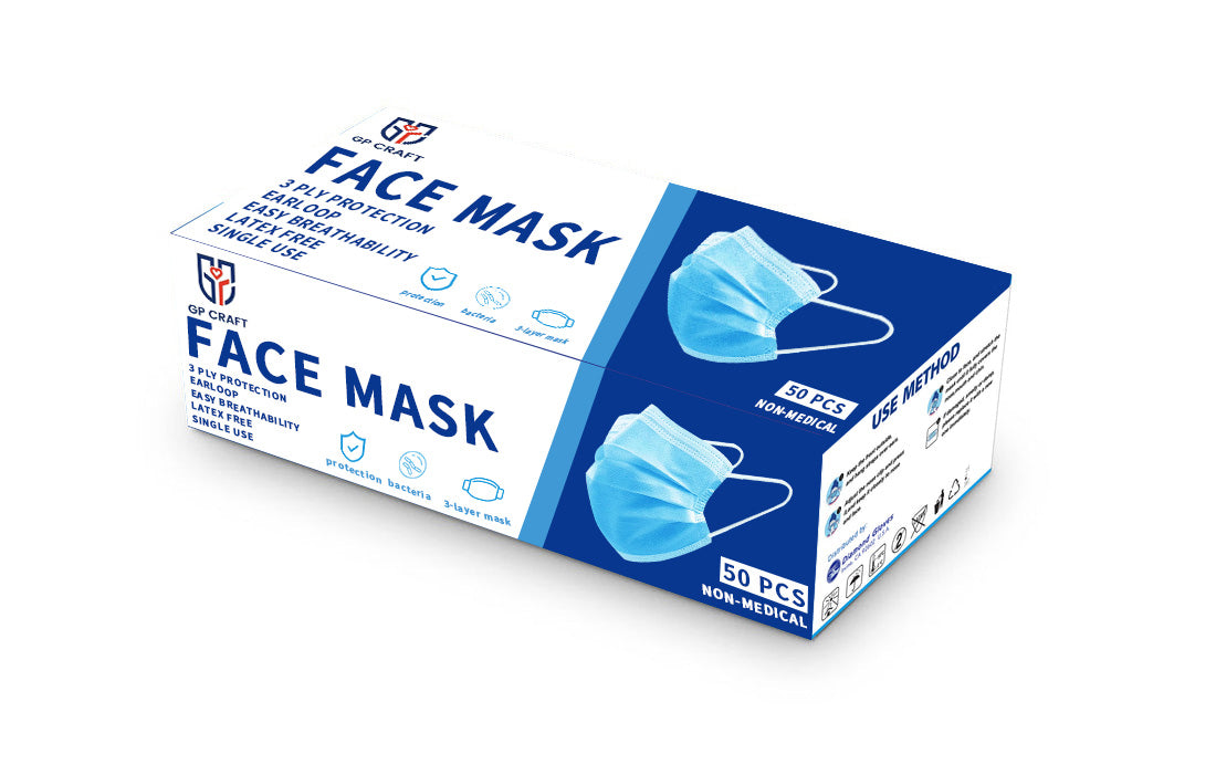 Blue Face Masks 3 Ply Disposable - Case of 2000