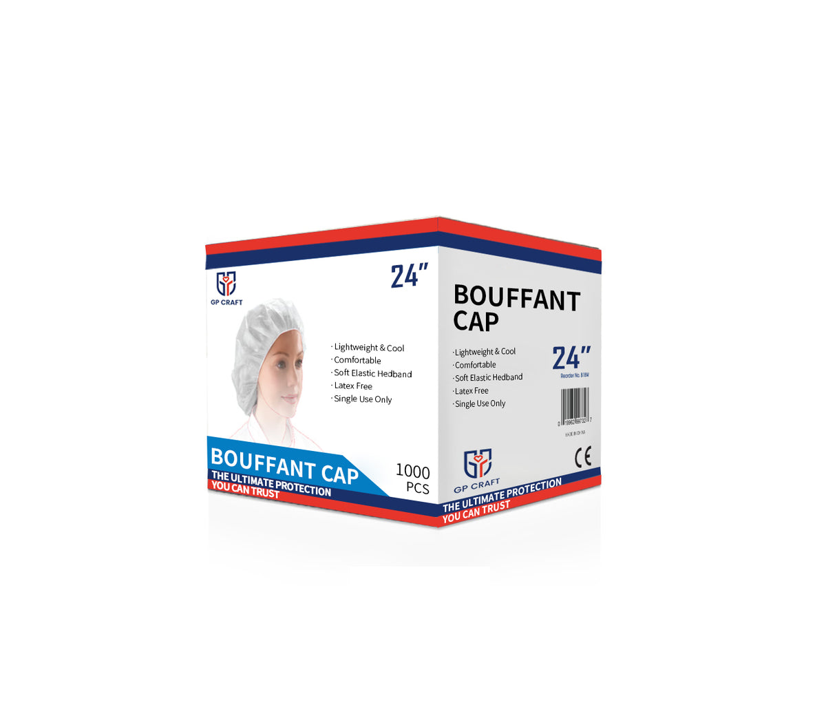Bouffant Cap White 24" - Case of 1000
