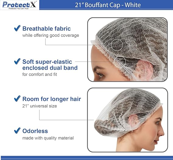 Bouffant Cap White 21" - Case of 1000