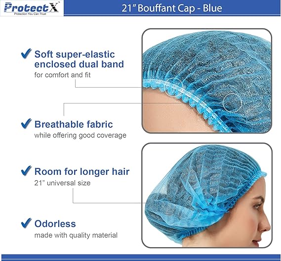 Bouffant Cap Blue 21" - Case of 1000