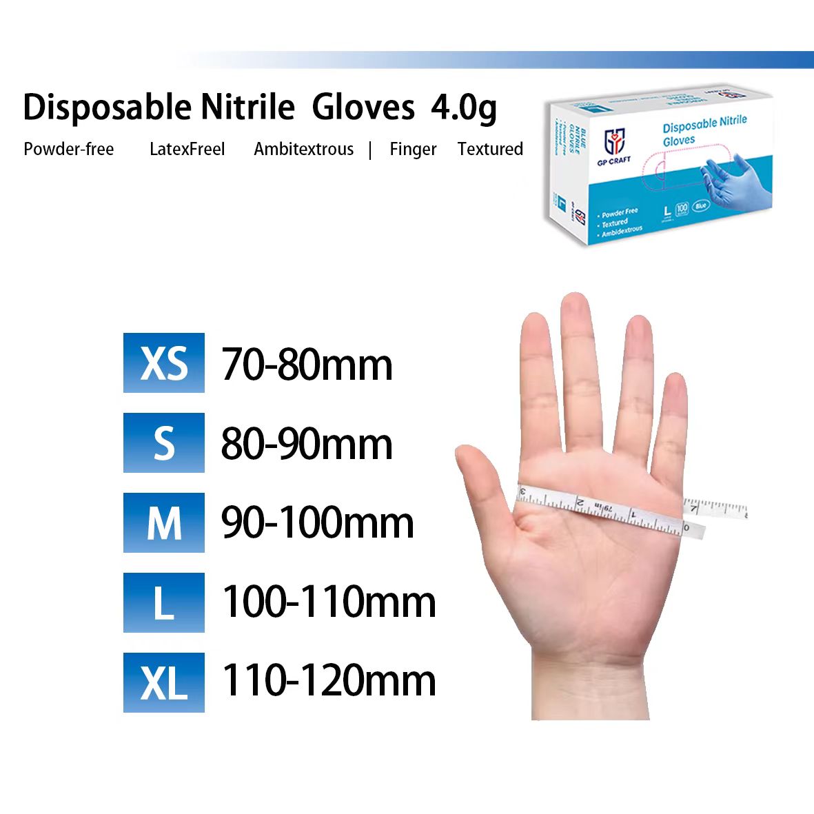 GP 4 Mil Blue Nitrile Exam Gloves - Case of 1000