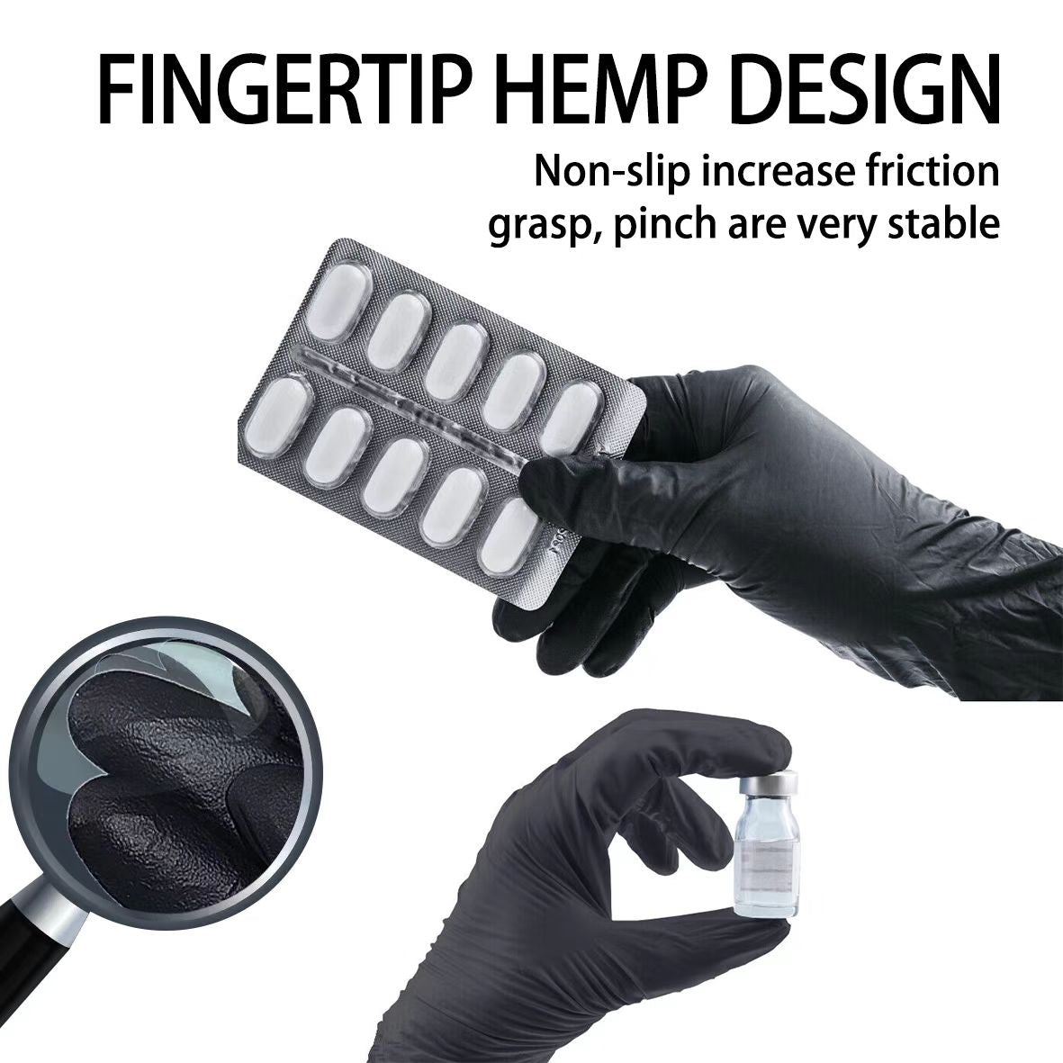 GP 6 Mil Black Nitrile Gloves - Case of 1000, Fentanyl Resistant