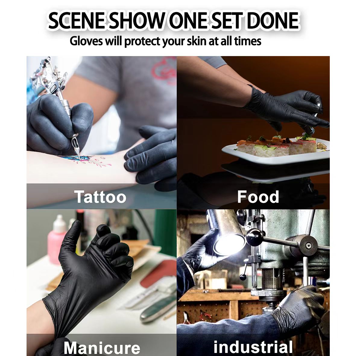 GP 6 Mil Black Nitrile Gloves - Case of 1000, Fentanyl Resistant