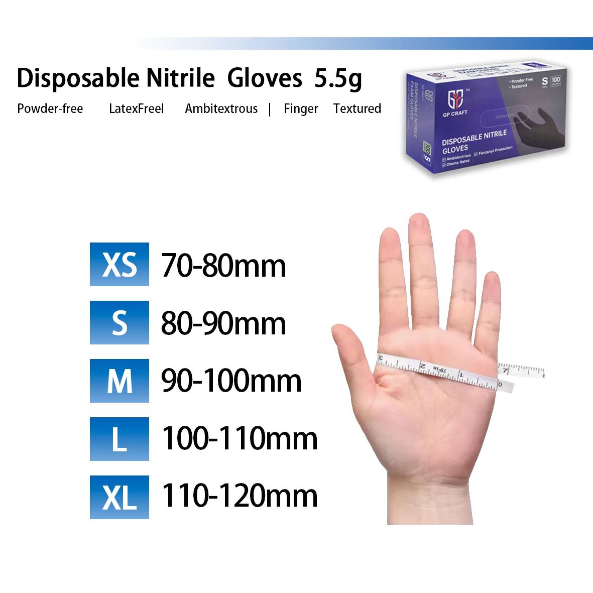 GP 6 Mil Black Nitrile Gloves - Case of 1000, Fentanyl Resistant