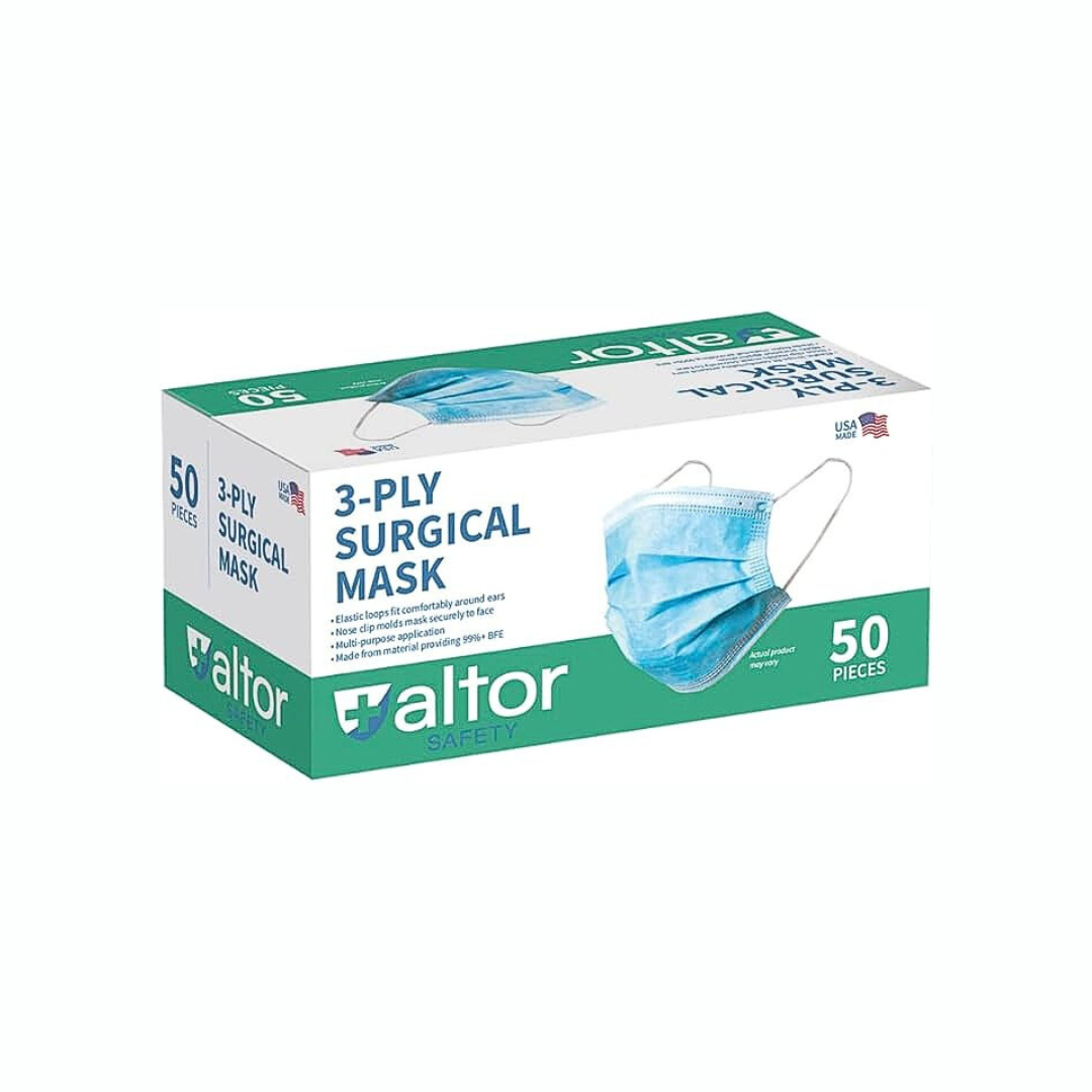 Mask ALTOR - USA Made - Disposable, Level 2, 3-Ply (Case/40 boxes of 50 masks)