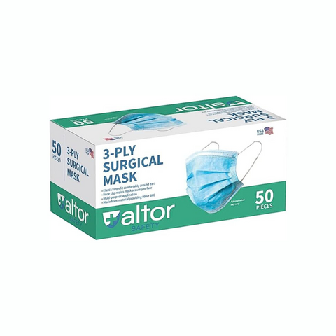 Mask ALTOR - USA Made - Disposable, Level 2, 3-Ply (Case/40 boxes of 50 masks)
