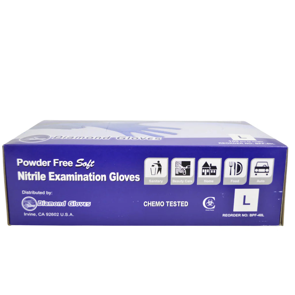 Diamond Blue Nitrile Exam Powder-Free Glove, 4 Mil, Case of 1000