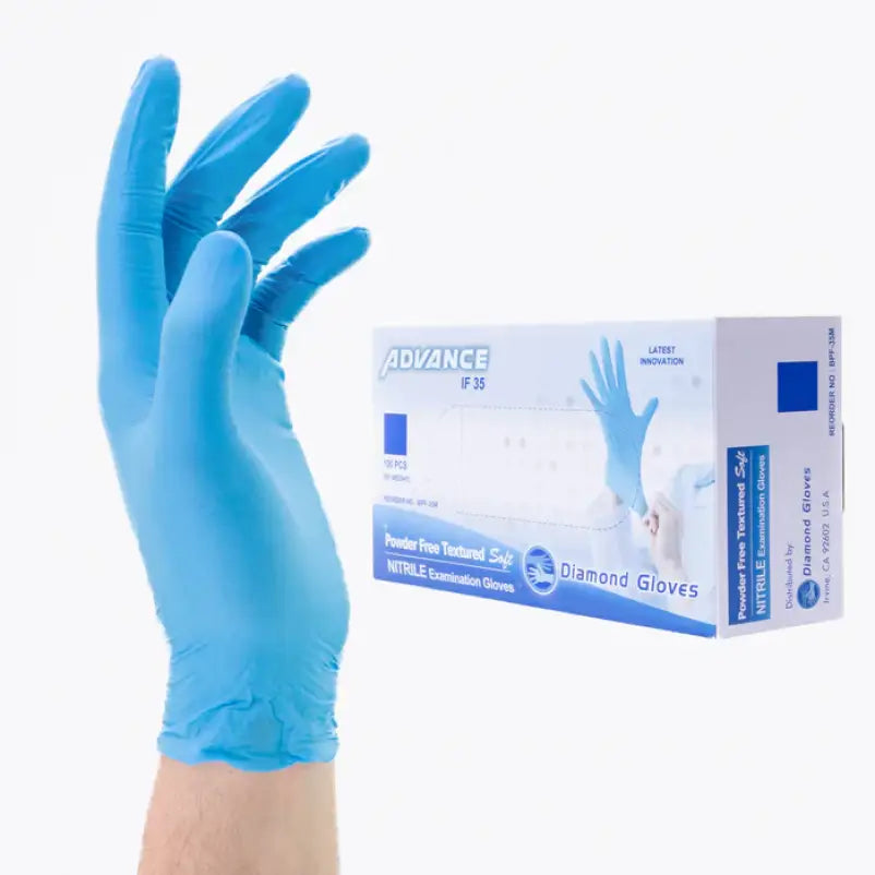 Diamond Blue Nitrile Exam Powder-Free Glove, 3.5 Mil, Case of 1000
