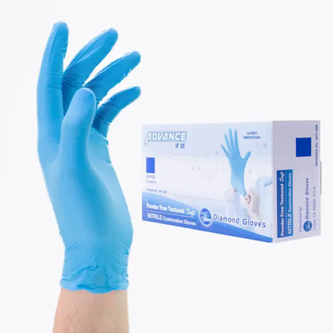 Diamond Blue Nitrile Exam Powder-Free Glove, 3.5 Mil, Case of 1000