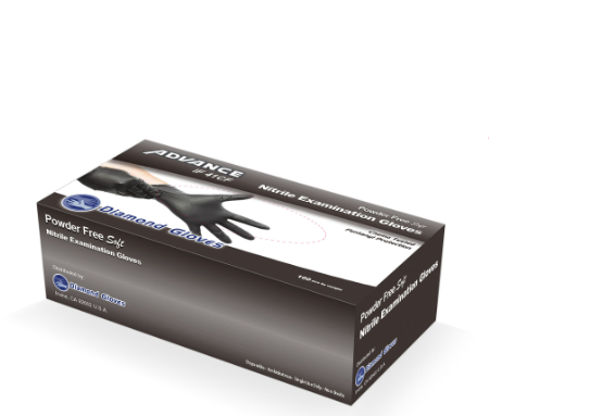 Diamond Black Nitrile Exam Powder-Free Glove, 4 Mil, Case of 1000