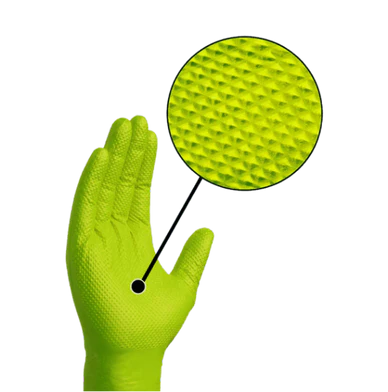 Diamond Textured Green Industrial Nitrile Powder-Free Glove, 8 Mil, Case of 1000