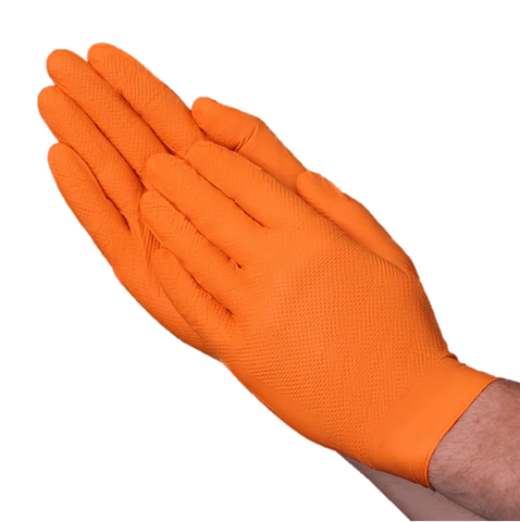 Diamond Textured Orange Industrial Nitrile Powder-Free Glove, 8 Mil, Case of 1000