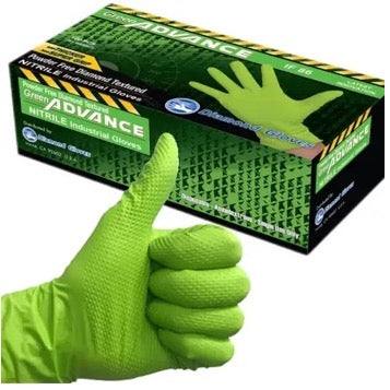 Diamond Textured Green Industrial Nitrile Powder-Free Glove, 8 Mil, Case of 1000