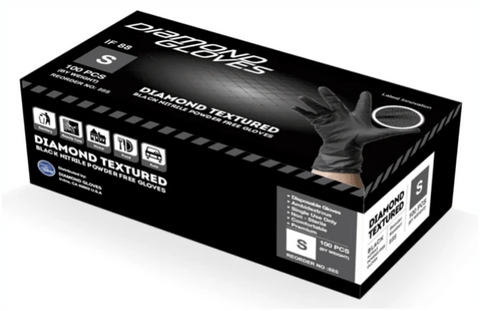 Diamond Textured Black Industrial Nitrile Powder-Free Glove, 8 Mil, Case of 1000
