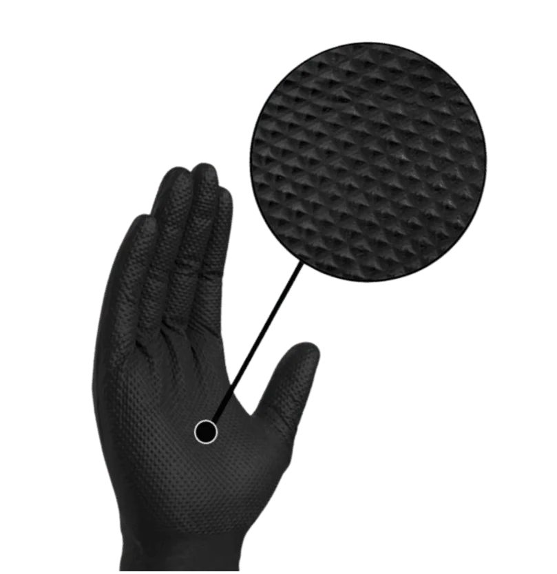 Diamond Textured Black Industrial Nitrile Powder-Free Glove, 8 Mil, Case of 1000