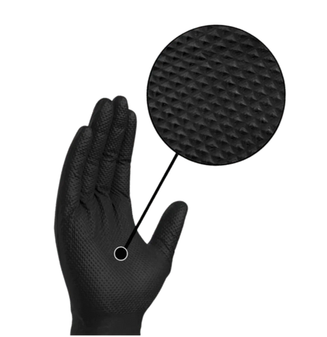Diamond Textured Black Industrial Nitrile Powder-Free Glove, 8 Mil, Case of 1000