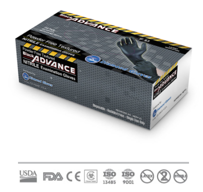Diamond Black Advance Nitrile 6 Mil, Powder-Free Glove, Case of 1000