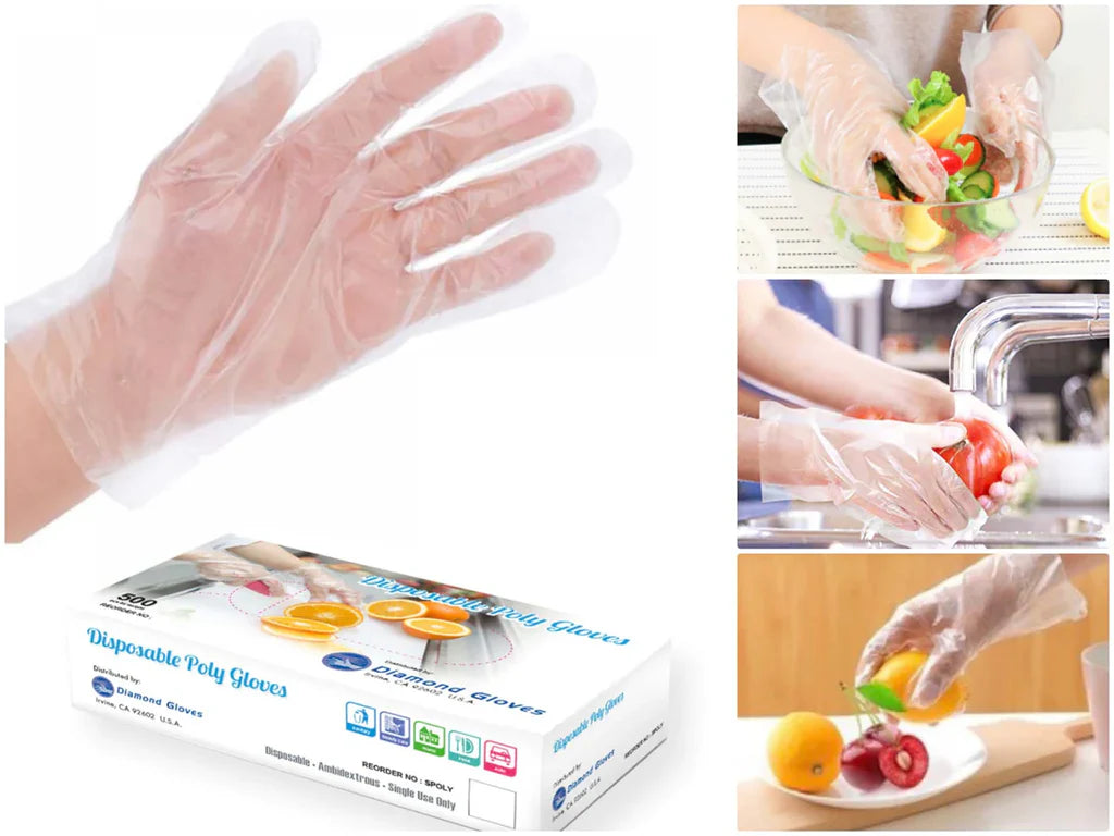 Diamond Clear Polyethylene Gloves, PF, Case of 5000