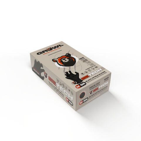 GROWL TECH 5 mil Black Exam Nitrile Glove - Case of 1000, Fentanyl Resistant