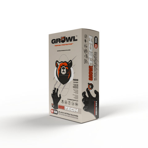 GROWL TECH 5 mil Black Exam Nitrile Glove - Case of 1000, Fentanyl Resistant