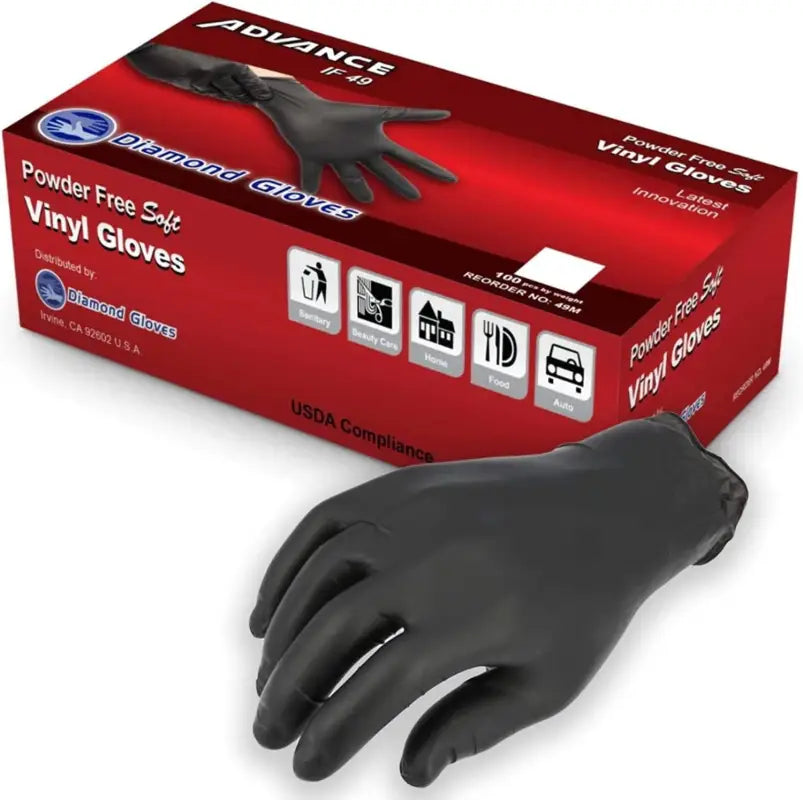 Diamond Vinyl Black Powder-Free Glove, 4.5 Mil, Case of 1000
