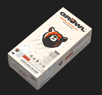 GROWL TECH Clear Vinyl Gloves, 3 mil - Case of 1000