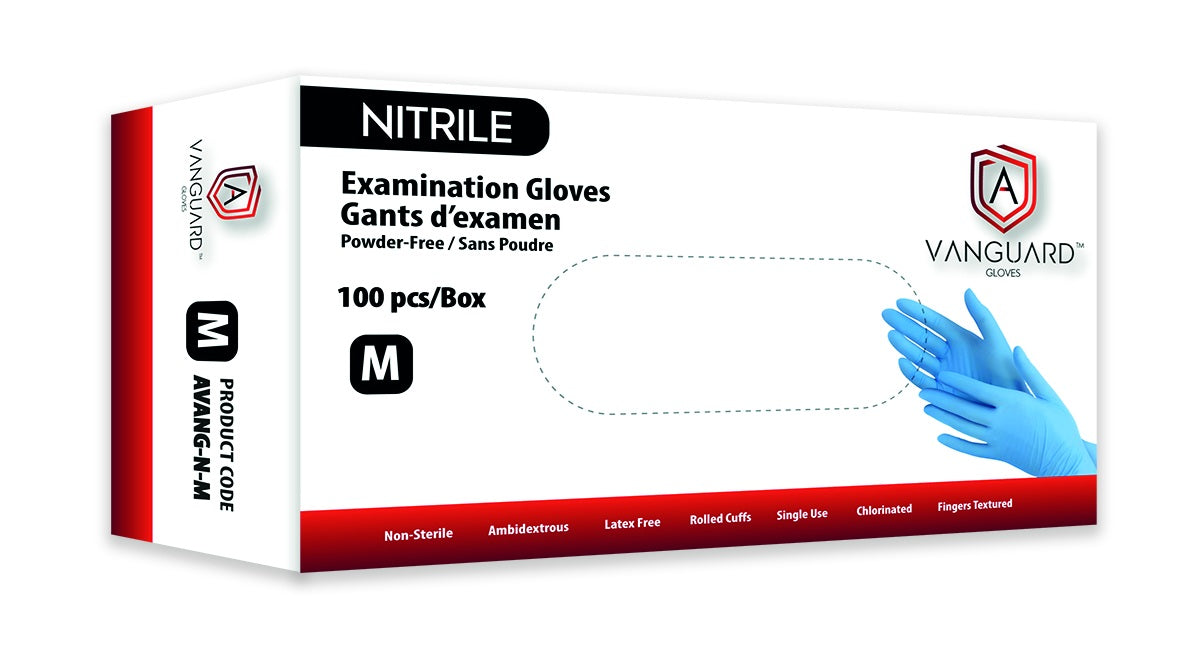 Vanguard Examination Blue Nitrile Gloves, 4 Mil - Case of 1000