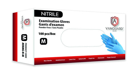 Vanguard Examination Blue Nitrile Gloves, 4 Mil - Case of 1000