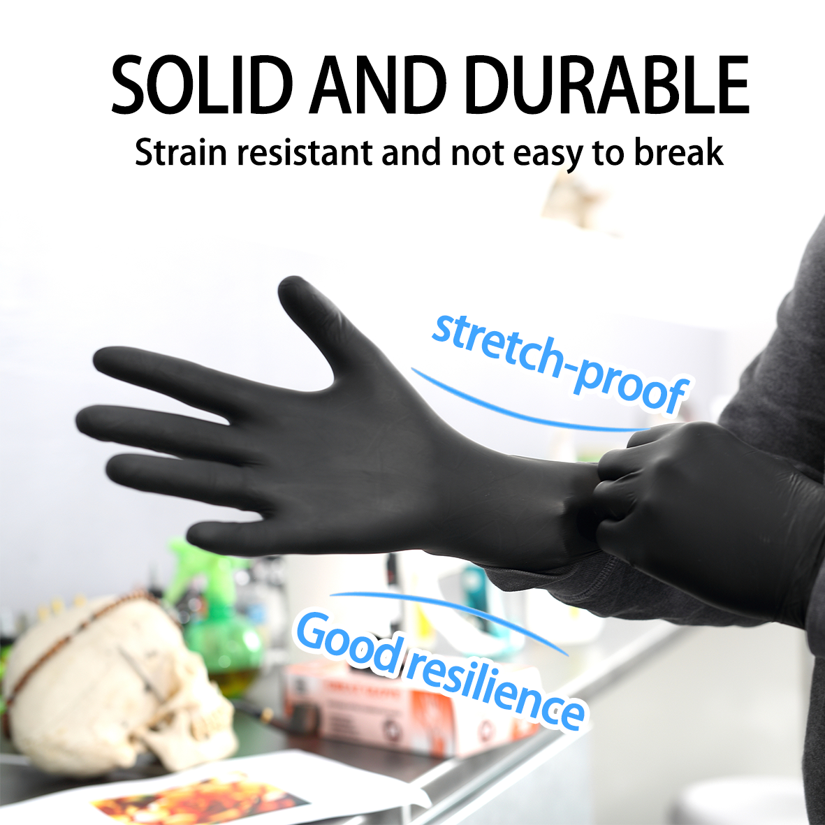GP 5 Mil Black Nitrile Exam Gloves - Case of 1000