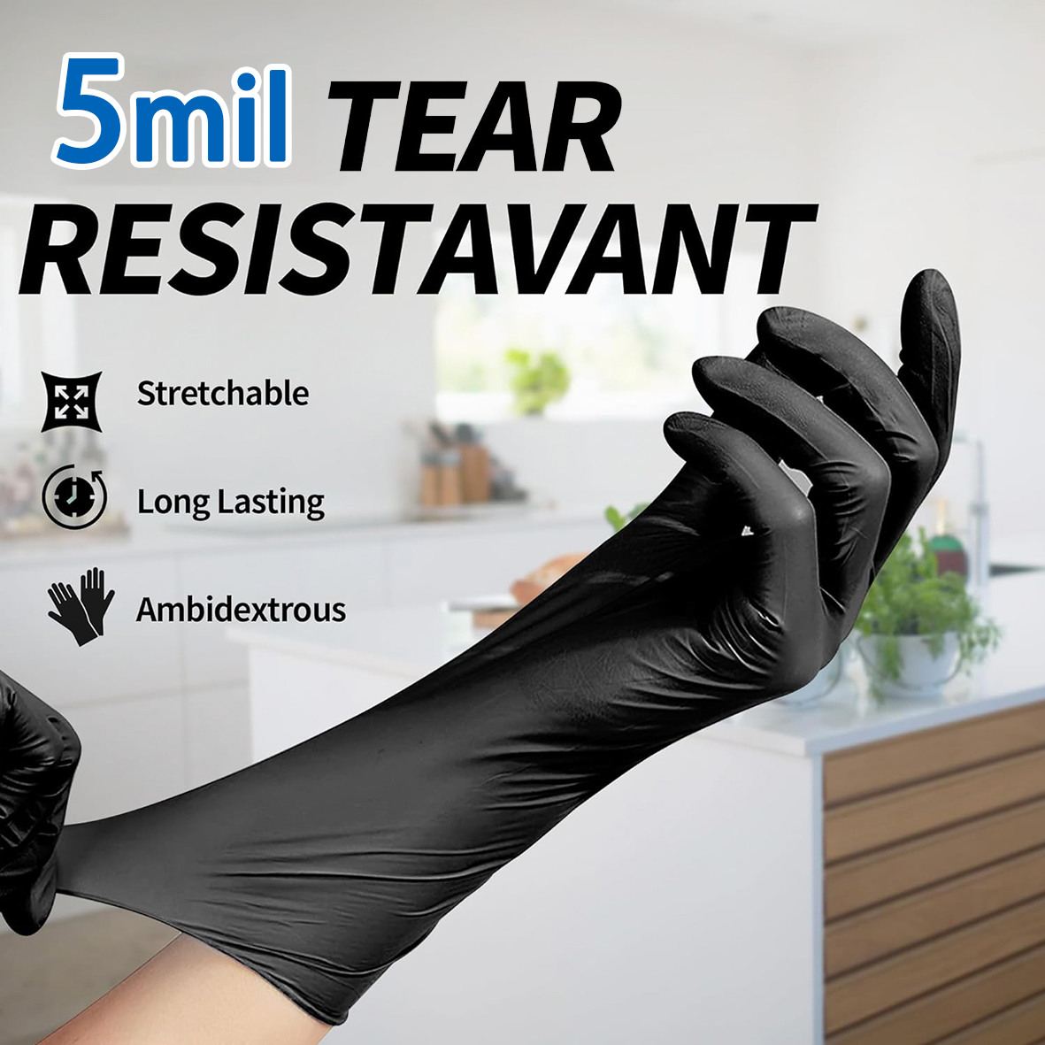 GP 5 Mil Black Nitrile Exam Gloves - Case of 1000